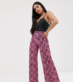 Широкие брюки с ярким змеиным принтом ASOS DESIGN Petite-Мульти