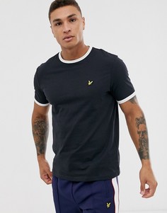 Черная футболка с контрастной отделкой и логотипом Lyle & Scott-Черный