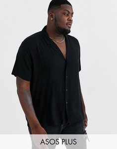 Черная свободная рубашка из вискозы с воротником в виде лацканов ASOS DESIGN Plus-Черный