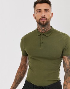 Зеленое трикотажное облегающее поло из органического хлопка ASOS DESIGN-Зеленый
