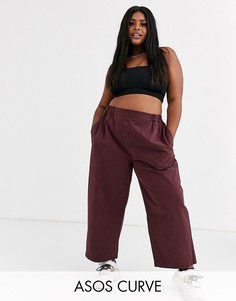 Укороченные брюки без застежек ASOS DESIGN Curve-Красный