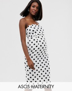 Платье-бандо миди в горошек ASOS DESIGN Maternity-Мульти