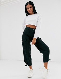 Саржевые брюки в стиле милитари ASOS DESIGN-Черный