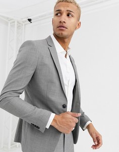 Серый приталенный пиджак Topman