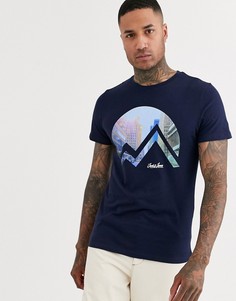 Темно-синяя футболка с принтом Jack & Jones Originals-Темно-синий