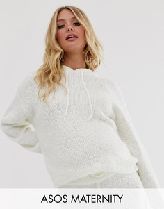 Худи с отделкой борг ASOS DESIGN Maternity-Кремовый