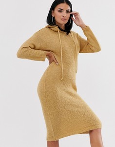 Платье миди с капюшоном ASOS DESIGN-Светло-бежевый
