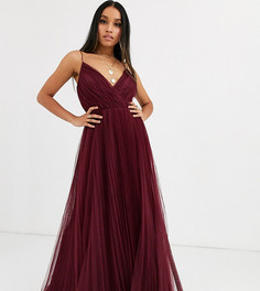 Плиссированное платье макси из тюля ASOS DESIGN Petite-Красный