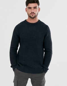Черный фактурный джемпер с круглым вырезом Jack & Jones Core
