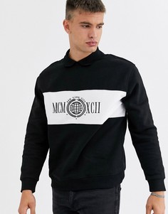 Черный свитшот с воротником New Look