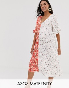 Платье миди с принтом ASOS DESIGN Maternity-Мульти