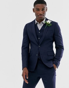 Темно-синий приталенный пиджак с шевронным узором ASOS DESIGN wedding