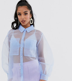 Рубашка с длинными рукавами из органзы ASOS DESIGN Petite-Бесцветный