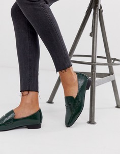 Зеленые лоферы на плоской подошве ASOS DESIGN Membership-Зеленый