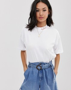 Свободная футболка с вышивкой ASOS DESIGN-Белый