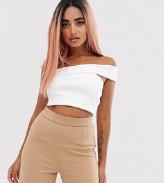 Белый кроп-топ на одно плечо в рубчик ASOS DESIGN Petite