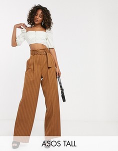 Широкие брюки в тонкую полоску с поясом ASOS DESIGN Tall-Мульти