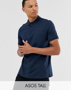 Темно-синее трикотажное поло из органического хлопка ASOS DESIGN Tall-Темно-синий