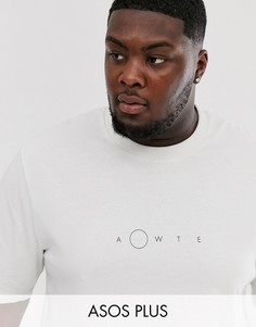 Oversize-футболка с принтом на груди ASOS WHITE Plus-Белый