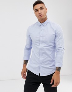 Голубая оксфордская рубашка Topman-Синий