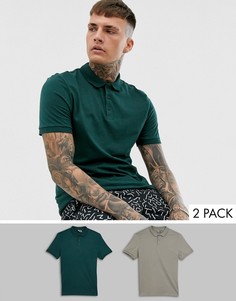 Поло из органического хлопка ASOS DESIGN - Набор из 2 шт. со скидкой-Мульти