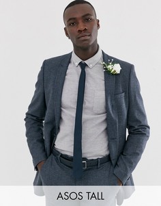 Синий приталенный пиджак ASOS DESIGN Tall
