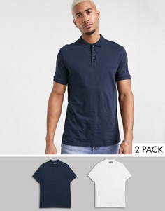 Поло из органического хлопка ASOS DESIGN - Набор из 2 шт. со скидкой-Мульти