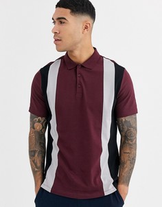 Бордовая футболка-поло с вертикальными полосками ASOS DESIGN-Красный