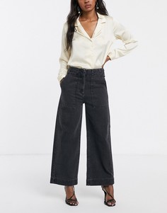 Черные широкие укороченные джинсы ASOS DESIGN-Черный