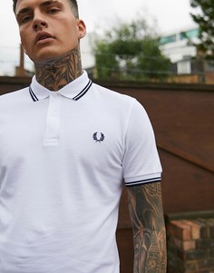 Белая футболка-поло с отделкой двойным кантом Fred Perry-Белый