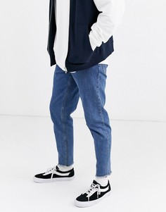 Синие классические джинсы с необработанным краем ASOS DESIGN-Синий