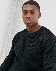 Черный джемпер в рубчик ASOS DESIGN