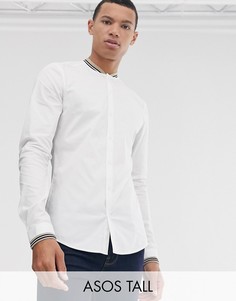Белая облегающая рубашка с воротником в рубчик ASOS DESIGN Tall-Белый