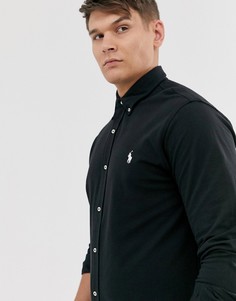 Черная рубашка на пуговицах из пике с логотипом Polo Ralph Lauren Big & Tall-Черный