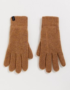 Бежевые шерстяные перчатки Selected Homme-Коричневый