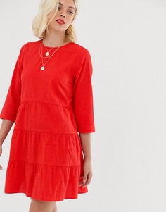 Свободное платье мини из ткани сирсакер ASOS DESIGN-Красный