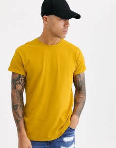 Желтая футболка с отворотами на рукавах New Look-Желтый