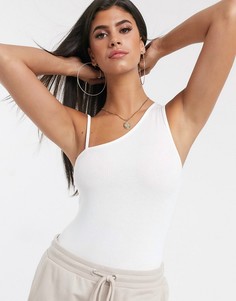 Белое асимметричное боди на одно плечо ASOS DESIGN-Белый