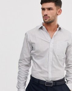 Белая строгая рубашка в полоску Topman-Розовый
