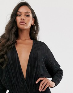 Черное боди с глубоким вырезом ASOS DESIGN-Черный