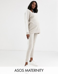 Джоггеры с контрастной отделкой ASOS DESIGN Maternity-Светло-бежевый