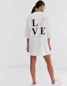 Белое платье-футболка с принтом \love\" сзади Missguided-Черный