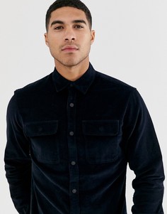 Темно-синяя вельветовая рубашка в стиле милитари Jack & Jones Core-Темно-синий