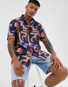 Свободная рубашка с принтом ASOS DESIGN-Черный