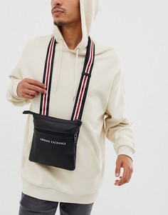 Черная сумка через плечо из искусственной кожи с логотипом Armani Exchange-Черный