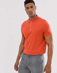 Красная футболка-поло из органического материала с молнией ASOS DESIGN-Красный