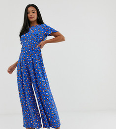 Чайный комбинезон с цветочным принтом и пуговицами ASOS DESIGN Petite-Мульти