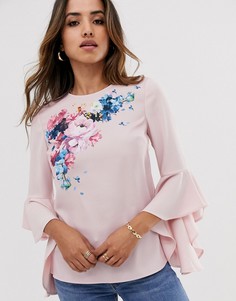 Топ с рукавами клеш Ted Baker Shannia-Розовый