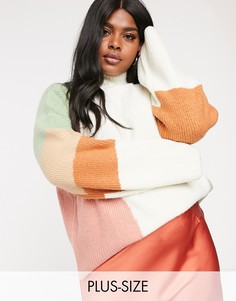 Oversize-джемпер в стиле колор блок Neon Rose Plus-Мульти