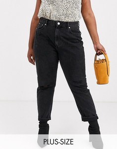Черные джинсы в винтажном стиле с потертостями River Island Plus-Черный
